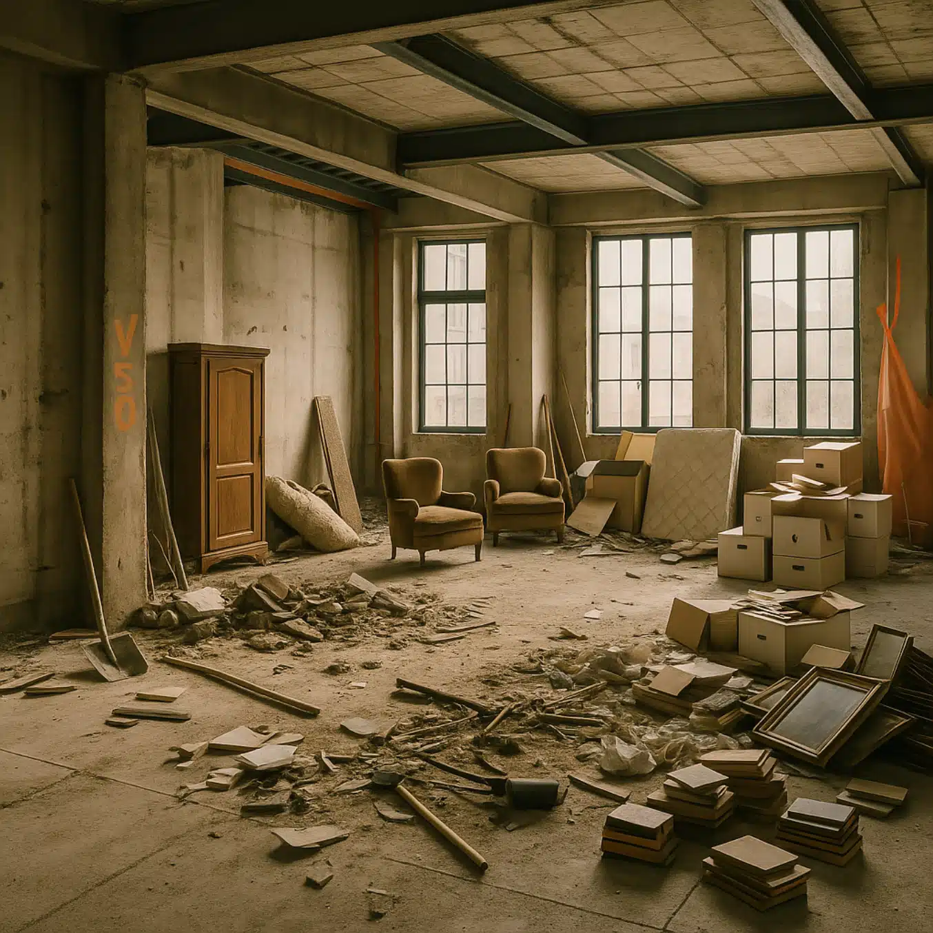 Débarras de chantier en Île-de-France avec évacuation de gravats et nettoyage complet par Attari Débarras.